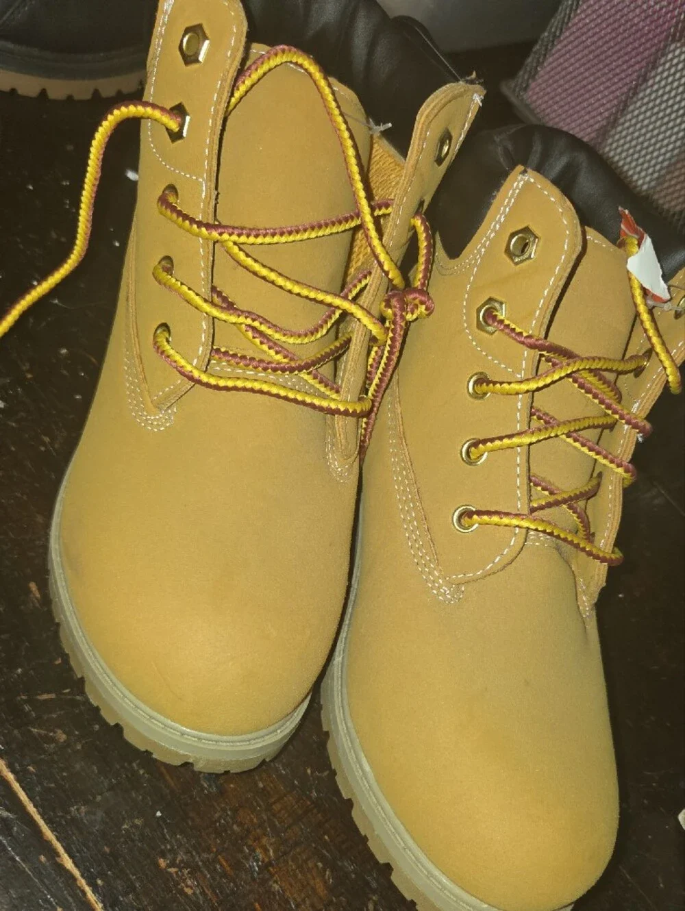 Boys Tan Work-Style Lace-Up Boots - Durable Comfort New With Tags Size 4